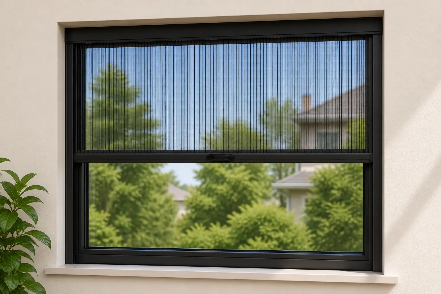 Vertical pull-down pleated mosquito net