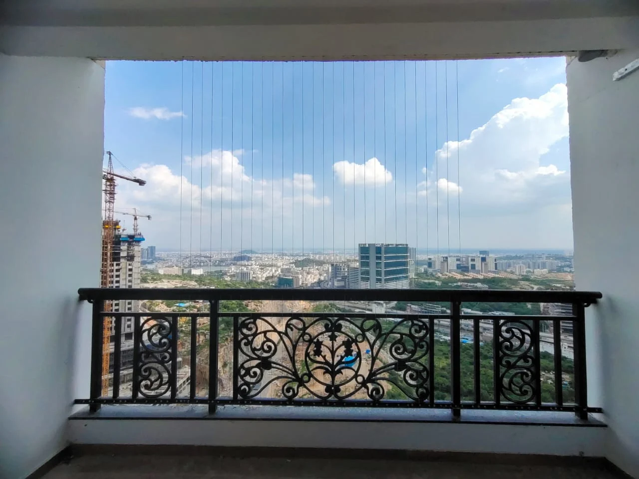 Mr. Mosquito invisible grill 316L SS cables installed in Hyderabad apartment balcony