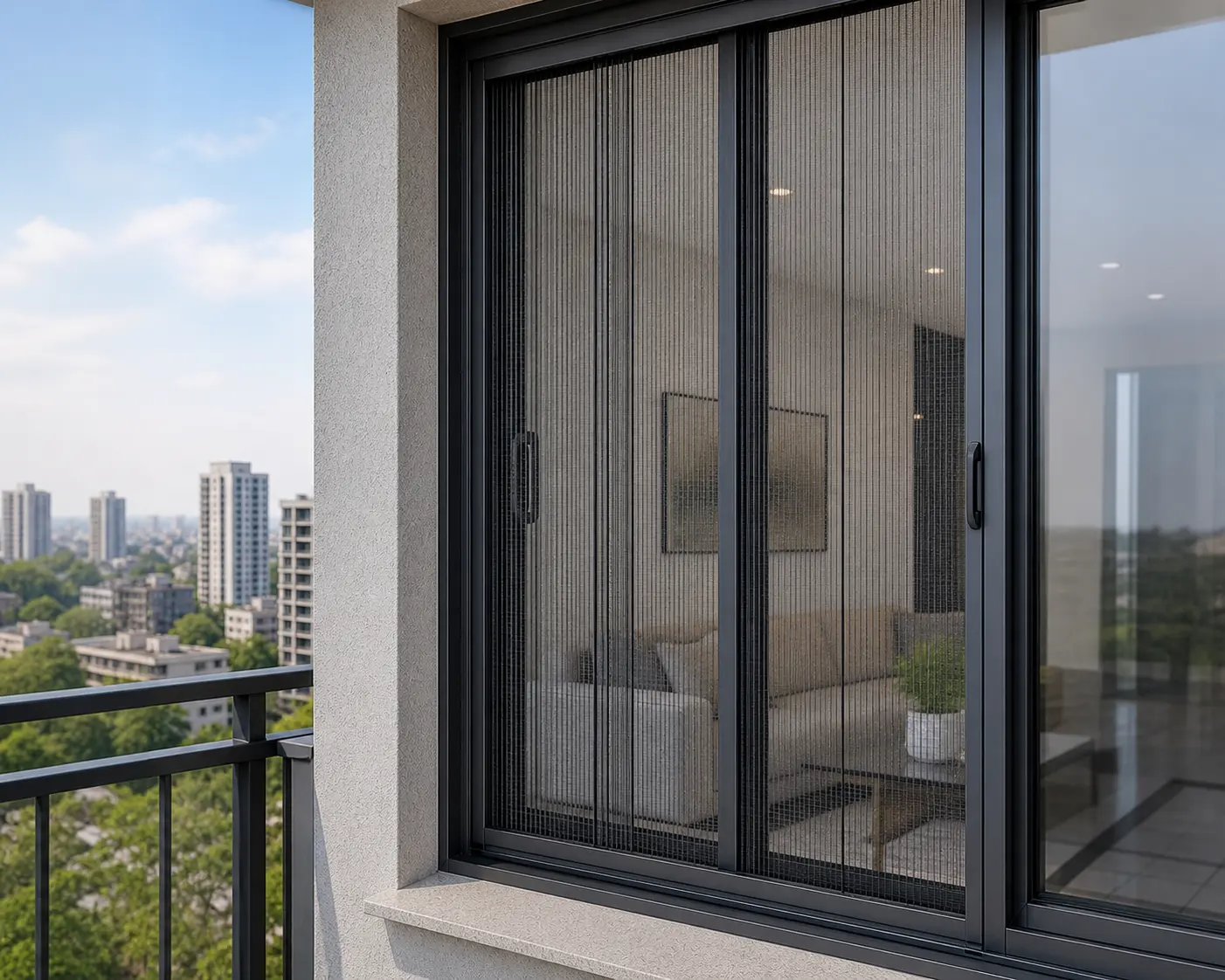 Metal pleated screen for kitchen windows and apartments in Hyderabad